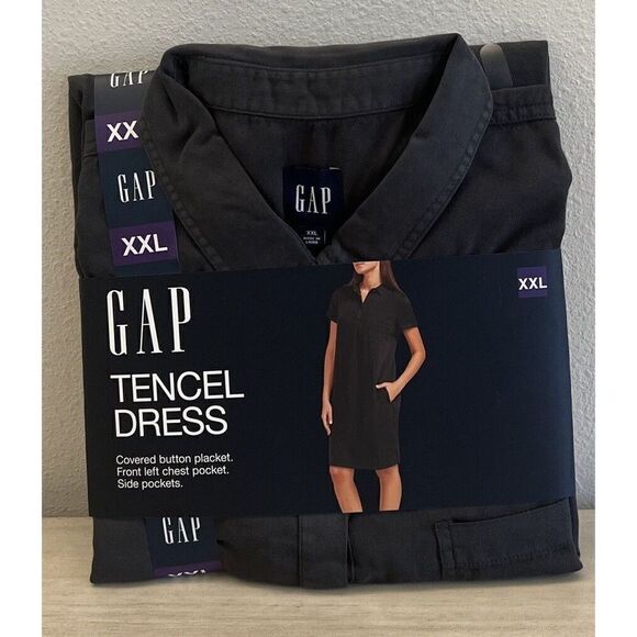 GAP Shadow Grey Women's Sz XXL Lightweight Relaxed Fit Tencel Dress - Picture 3 of 10